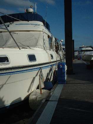 A picture of the float hitting a motor yacht