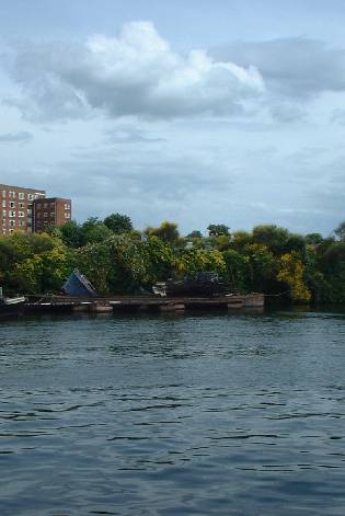 picture of broken boat on a pontoon