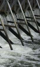 Picture of weir gates that control the river level